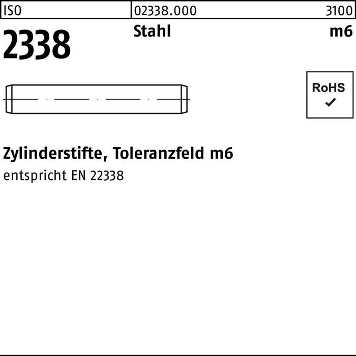 Zylinderstift ISO 2338 8 m6x 80 Stahl 200 Stück