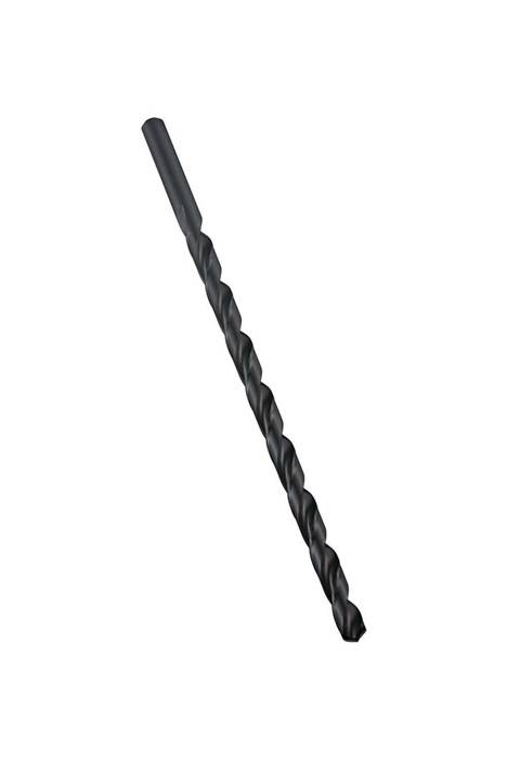 Ein schwarzer Spiralbohrer mit einer scharfen Spitze, der zum Bohren in Materialien wie Holz oder Metall konzipiert ist.