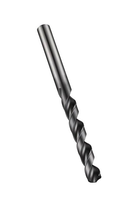 Eine Nahaufnahme eines Metallbohrers mit einer Spiralnut, der zum Bohren von Löchern in Materialien verwendet wird.