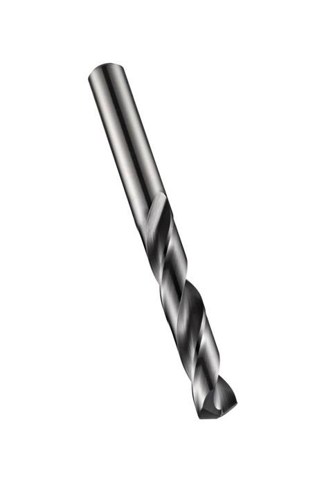 Ein Nahaufnahmefoto eines Metallbohrers mit einer Spiralnut, der zum Bohren von Löchern in verschiedenen Materialien verwendet wird.