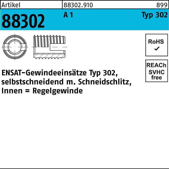 Gewindeeinsatz R 88302 Typ 302 M10x 18 A 1 25 Stück ENSAT
