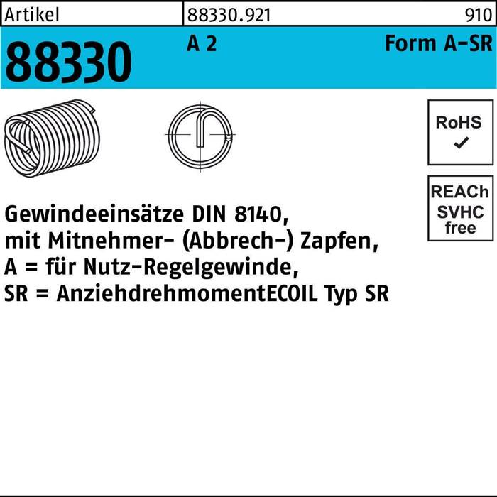 Gewindeeinsatz R 88330 FormA M16x 24 A 2 50 Stück AMECOIL