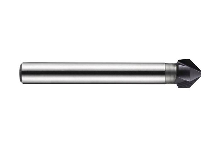 Eine silberne zylindrische Metallstange mit gerillten Enden, konzipiert für mechanische oder industrielle Anwendungen.