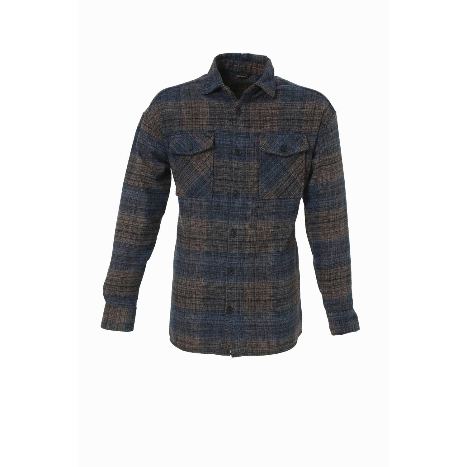 Flanellhemd H-263 Flanellhemd Kariert Hemd Holzfällerhemd Herren Holzfäller Baumwolle Blau M