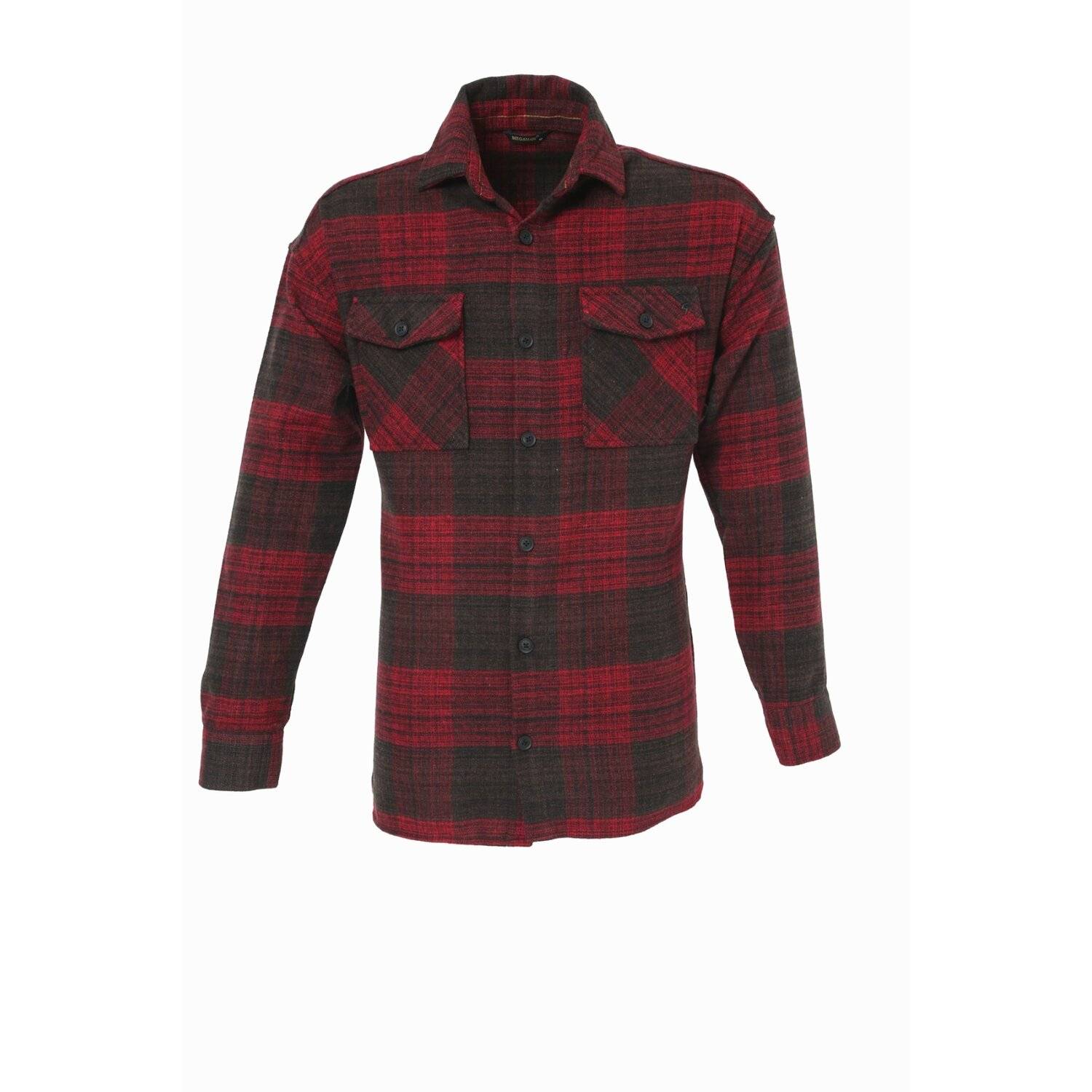 Flanellhemd H-263 Flanellhemd Kariert Hemd Holzfällerhemd Herren Holzfäller Baumwolle Bordeaux XL