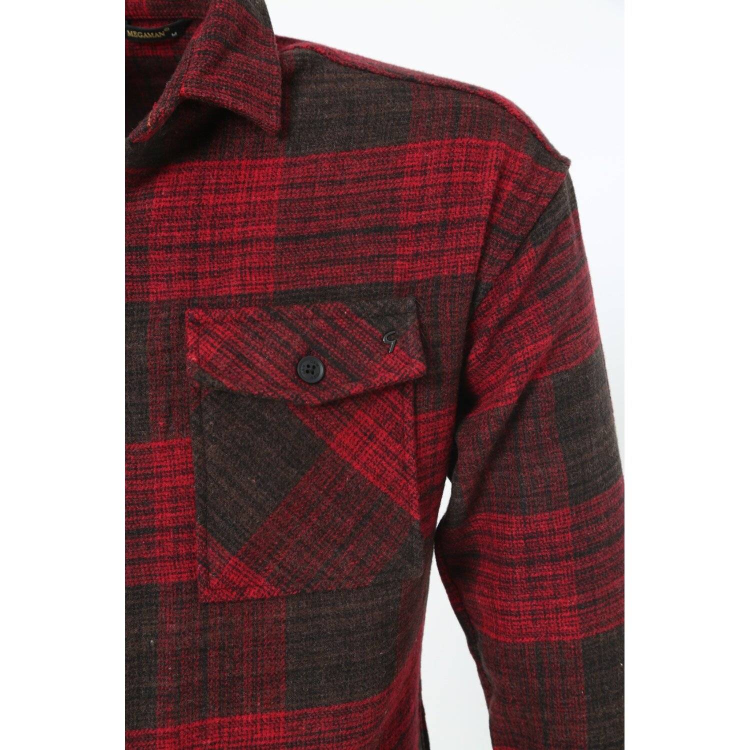 Flanellhemd H-263 Flanellhemd Kariert Hemd Holzfällerhemd Herren Holzfäller Baumwolle Bordeaux XL