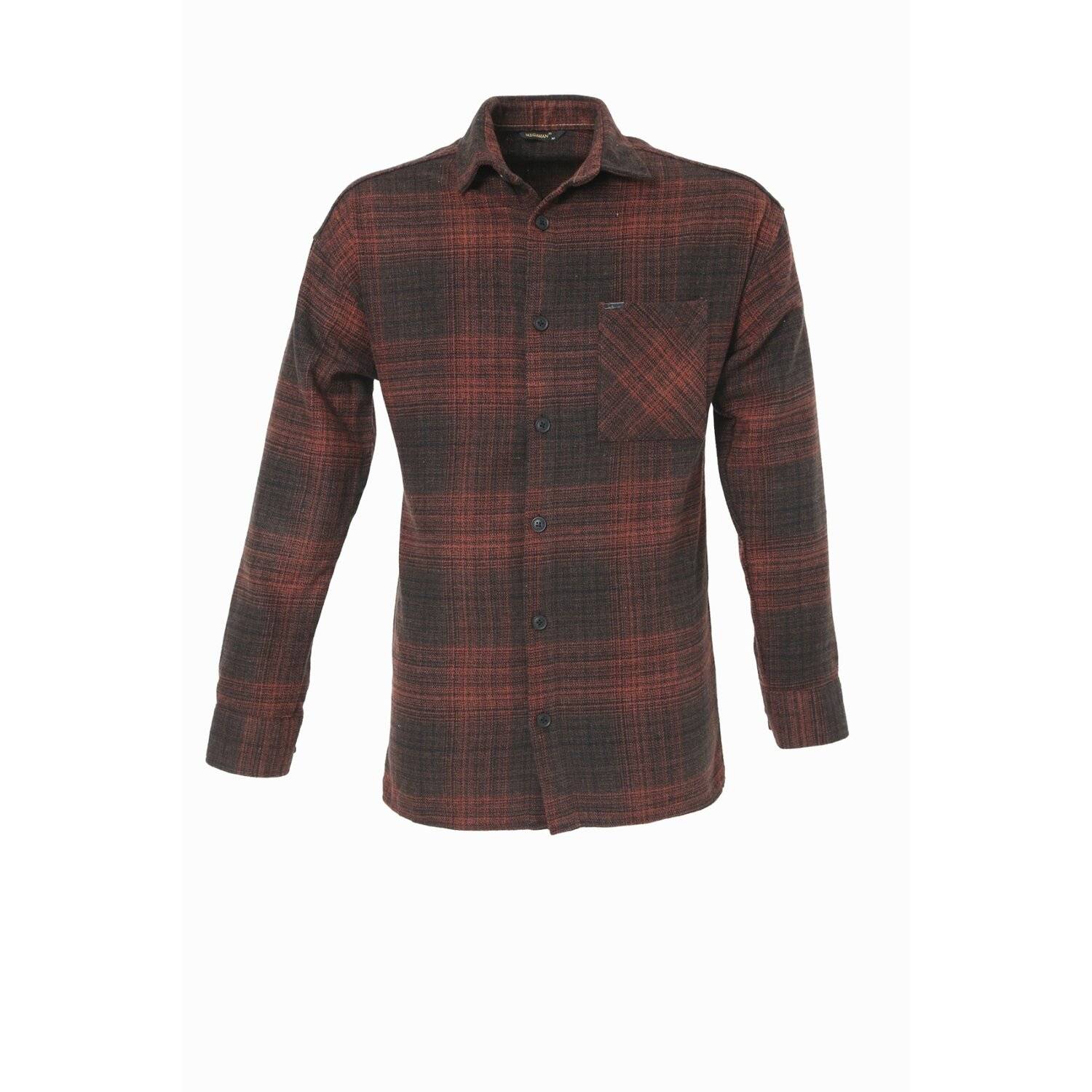 Flanellhemd H-264 Flanellhemd Kariert Hemd Holzfällerhemd Herren Holzfäller Baumwolle Brusttasche Orange M