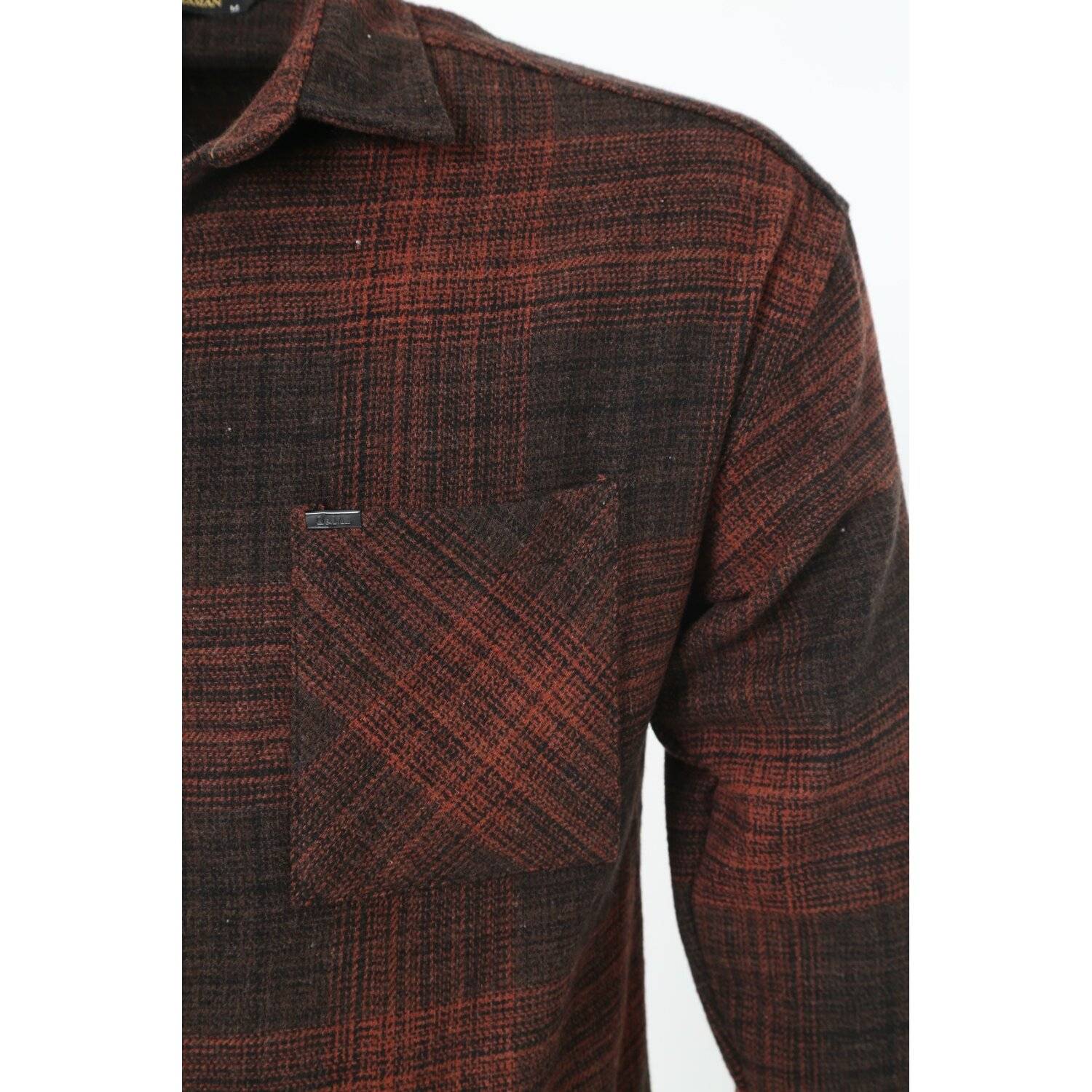 Flanellhemd H-264 Flanellhemd Kariert Hemd Holzfällerhemd Herren Holzfäller Baumwolle Brusttasche Orange L