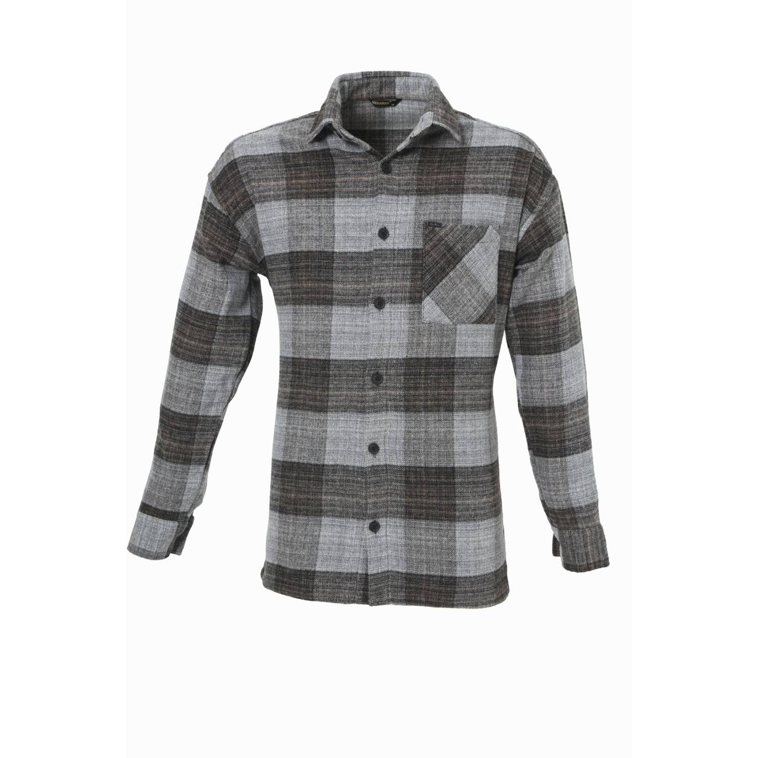 Flanellhemd H-264 Flanellhemd Kariert Hemd Holzfällerhemd Herren Holzfäller Baumwolle Brusttasche Grau M