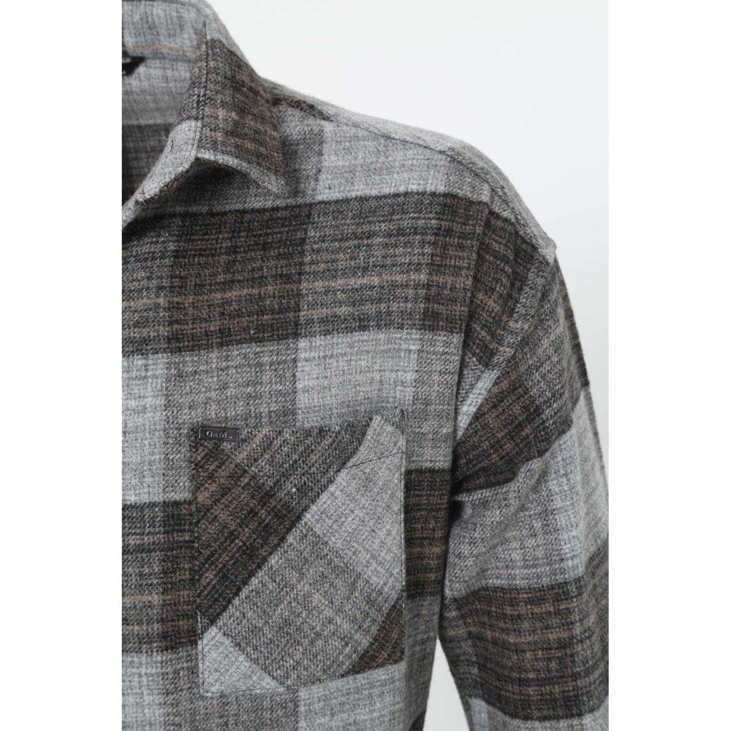 Flanellhemd H-264 Flanellhemd Kariert Hemd Holzfällerhemd Herren Holzfäller Baumwolle Brusttasche Grau M