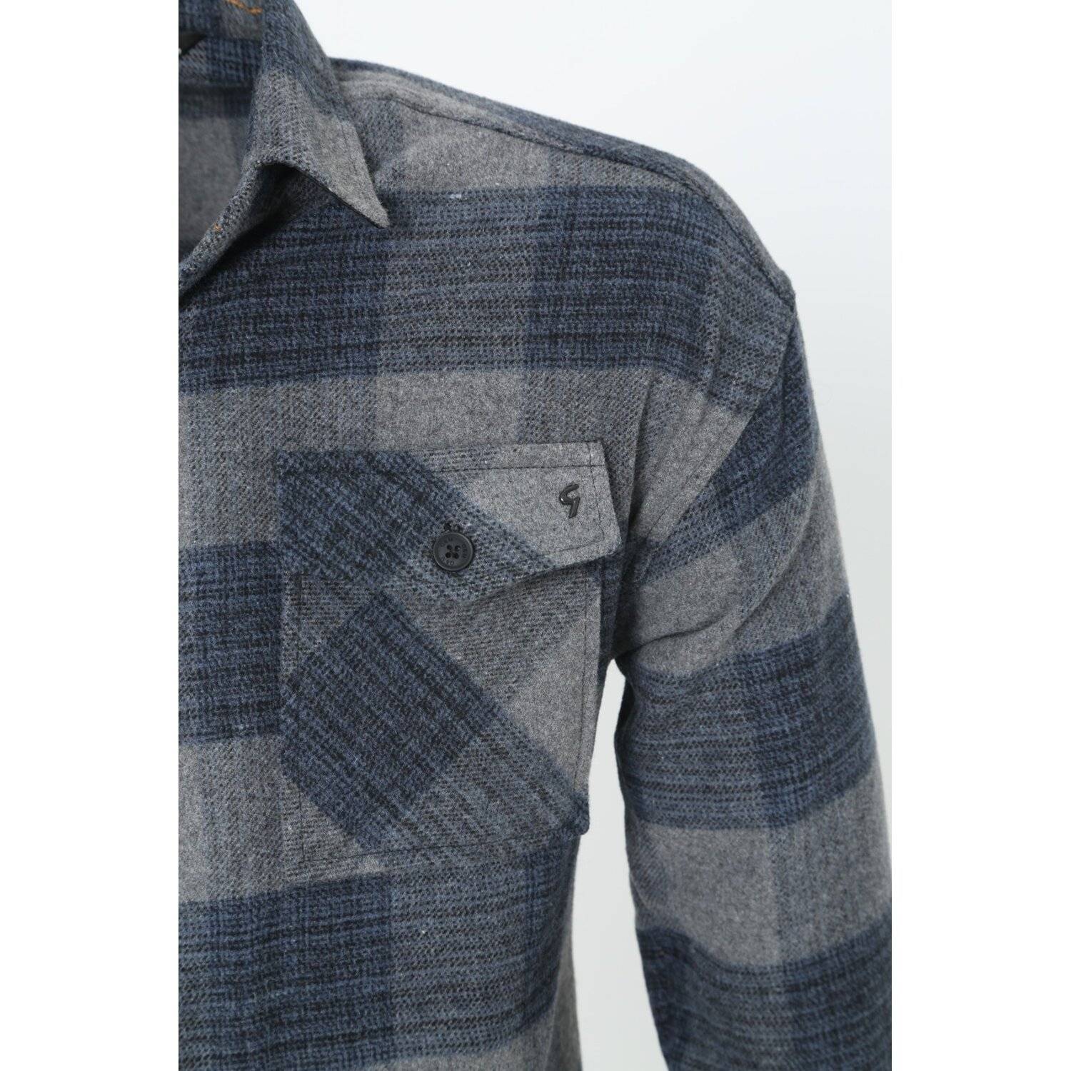 Flanellhemd H-265 Flanellhemd Kariert Hemd Holzfällerhemd Herren Holzfäller Baumwolle Brusttasche Grau M