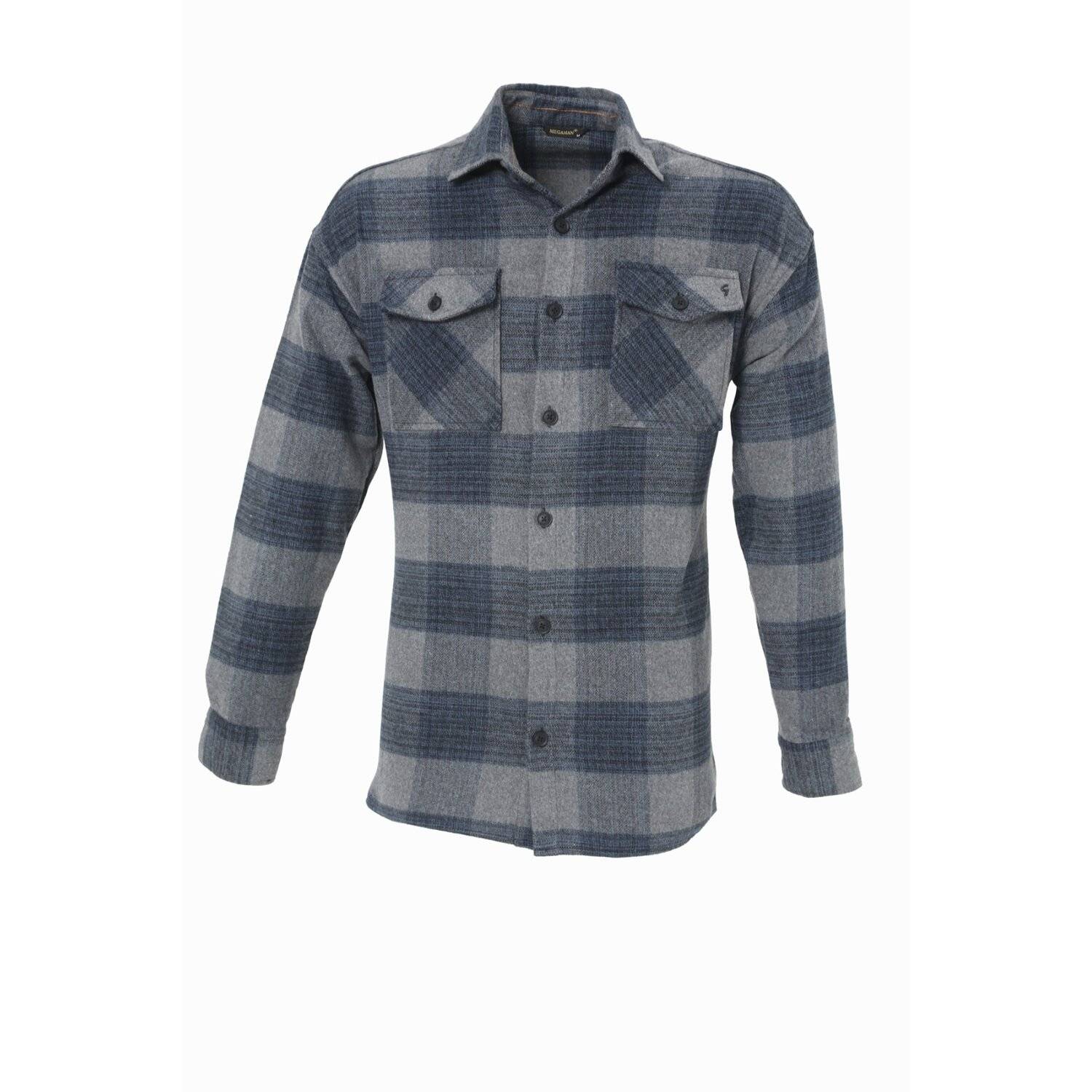 Flanellhemd H-265 Flanellhemd Kariert Hemd Holzfällerhemd Herren Holzfäller Baumwolle Brusttasche Grau L
