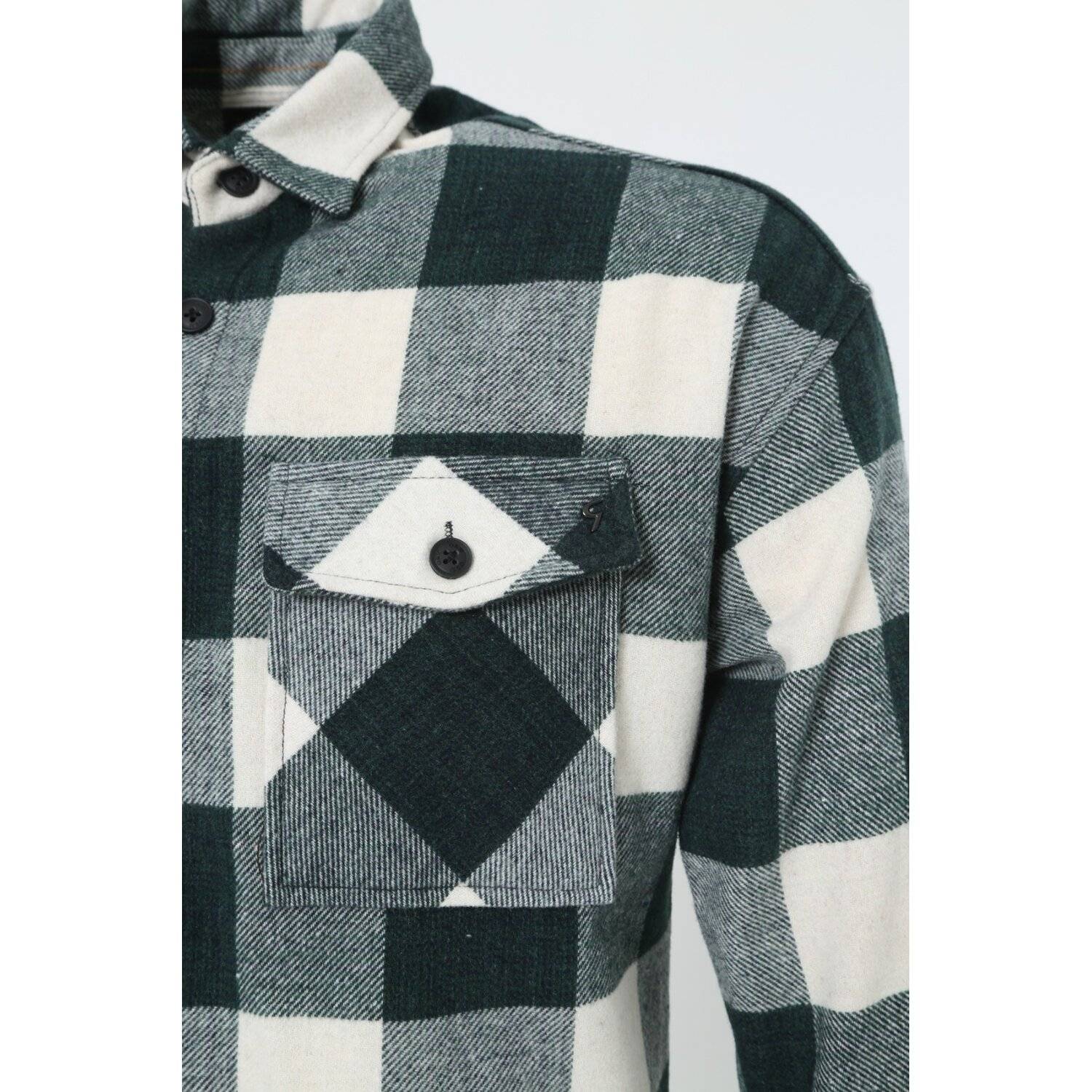 Flanellhemd H-265 Flanellhemd Kariert Hemd Holzfällerhemd Herren Holzfäller Baumwolle Brusttasche Grün M