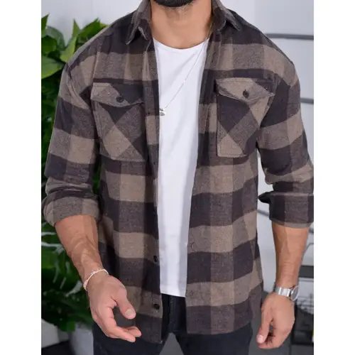 Flanellhemd H-265 Flanellhemd Kariert Hemd Holzfällerhemd Herren Holzfäller Baumwolle Brusttasche Braun M Flanellhemd H-265 Flanellhemd Kariert Hemd Holzfällerhemd Herren Holzfäller Baumwolle Brusttasche Braun M