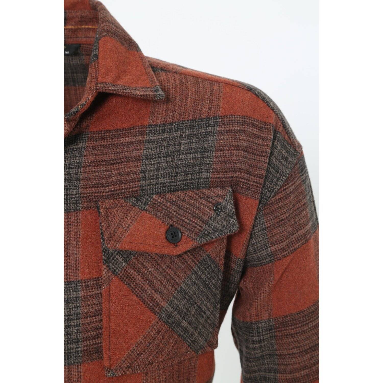 Flanellhemd H-265 Flanellhemd Kariert Hemd Holzfällerhemd Herren Holzfäller Baumwolle Brusttasche Orange 2XL