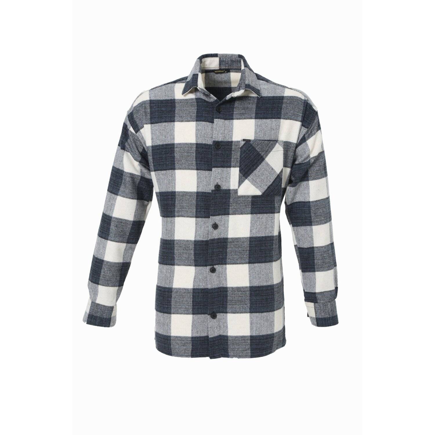 Flanellhemd H-266 Flanellhemd Kariert Hemd Holzfällerhemd Herren Holzfäller Baumwolle Brusttasche Blau M