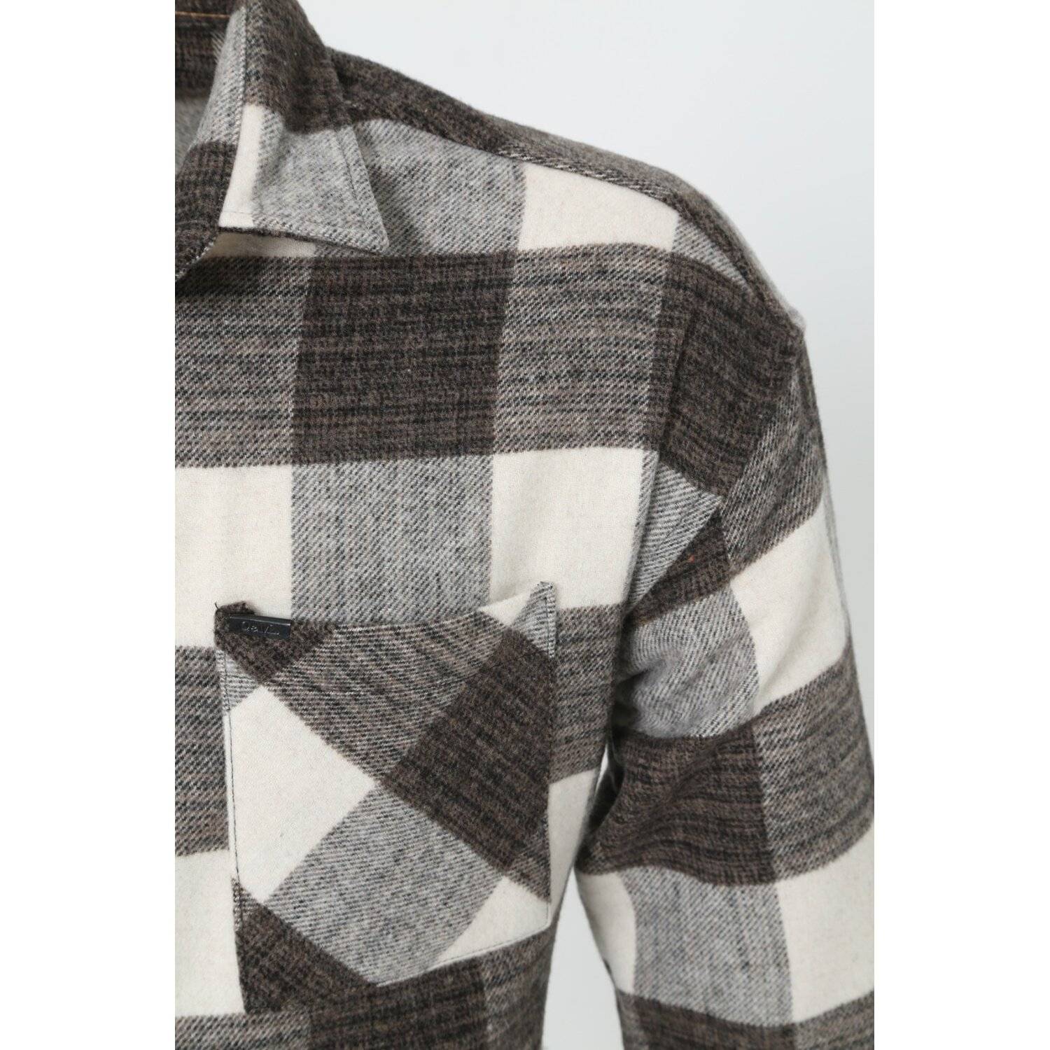 Flanellhemd H-266 Flanellhemd Kariert Hemd Holzfällerhemd Herren Holzfäller Baumwolle Brusttasche Braun 2XL