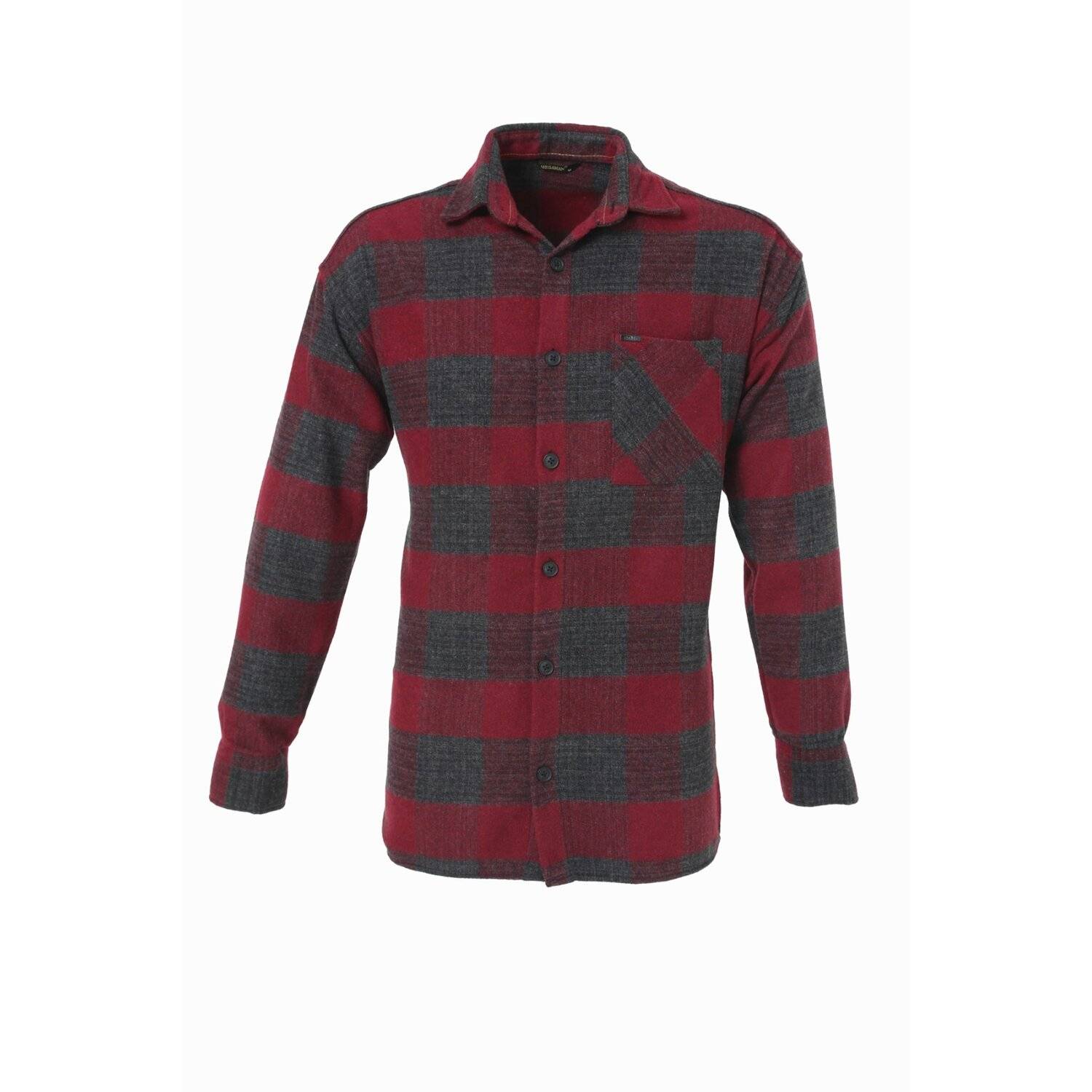 Flanellhemd H-266 Flanellhemd Kariert Hemd Holzfällerhemd Herren Holzfäller Baumwolle Brusttasche Bordeaux XL