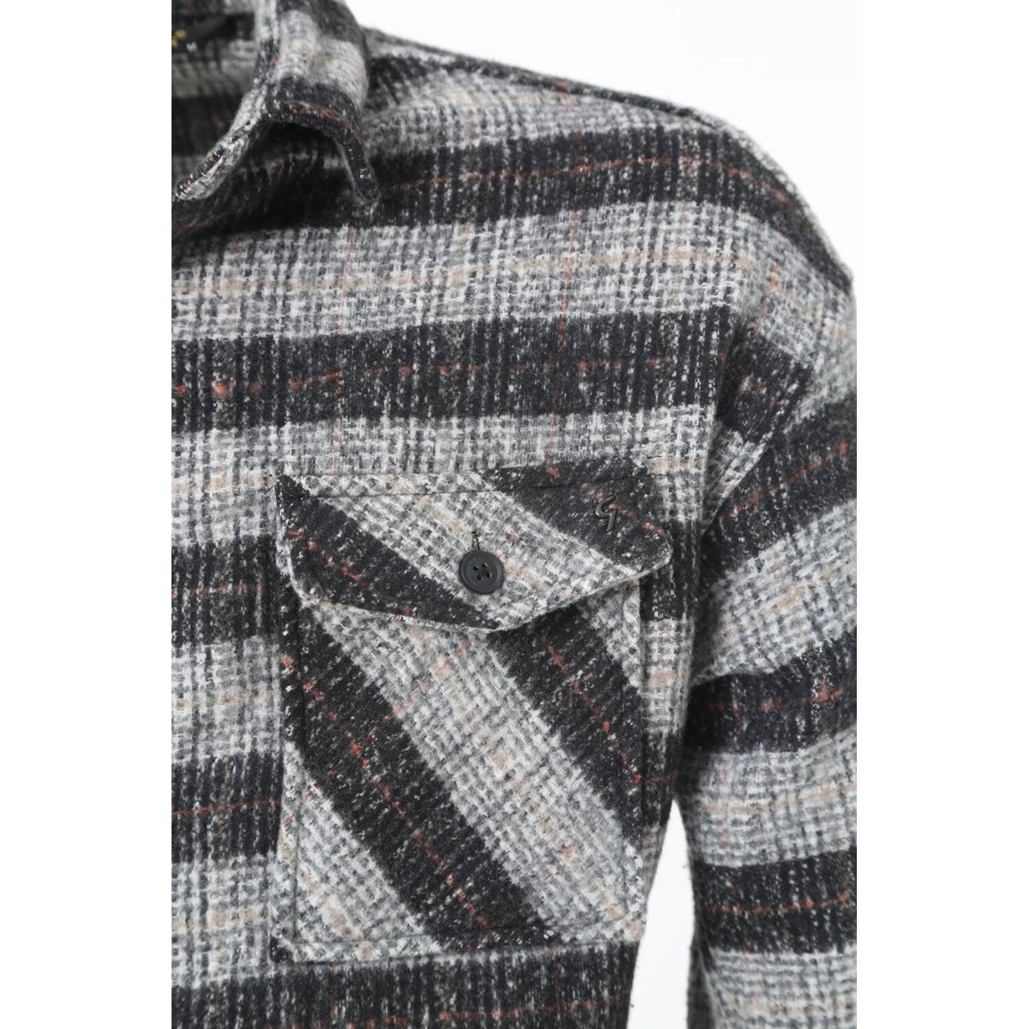 Flanellhemd H-267 Flanellhemd Kariert Hemd Holzfällerhemd Herren Holzfäller Baumwolle Brusttasche Schwarz M