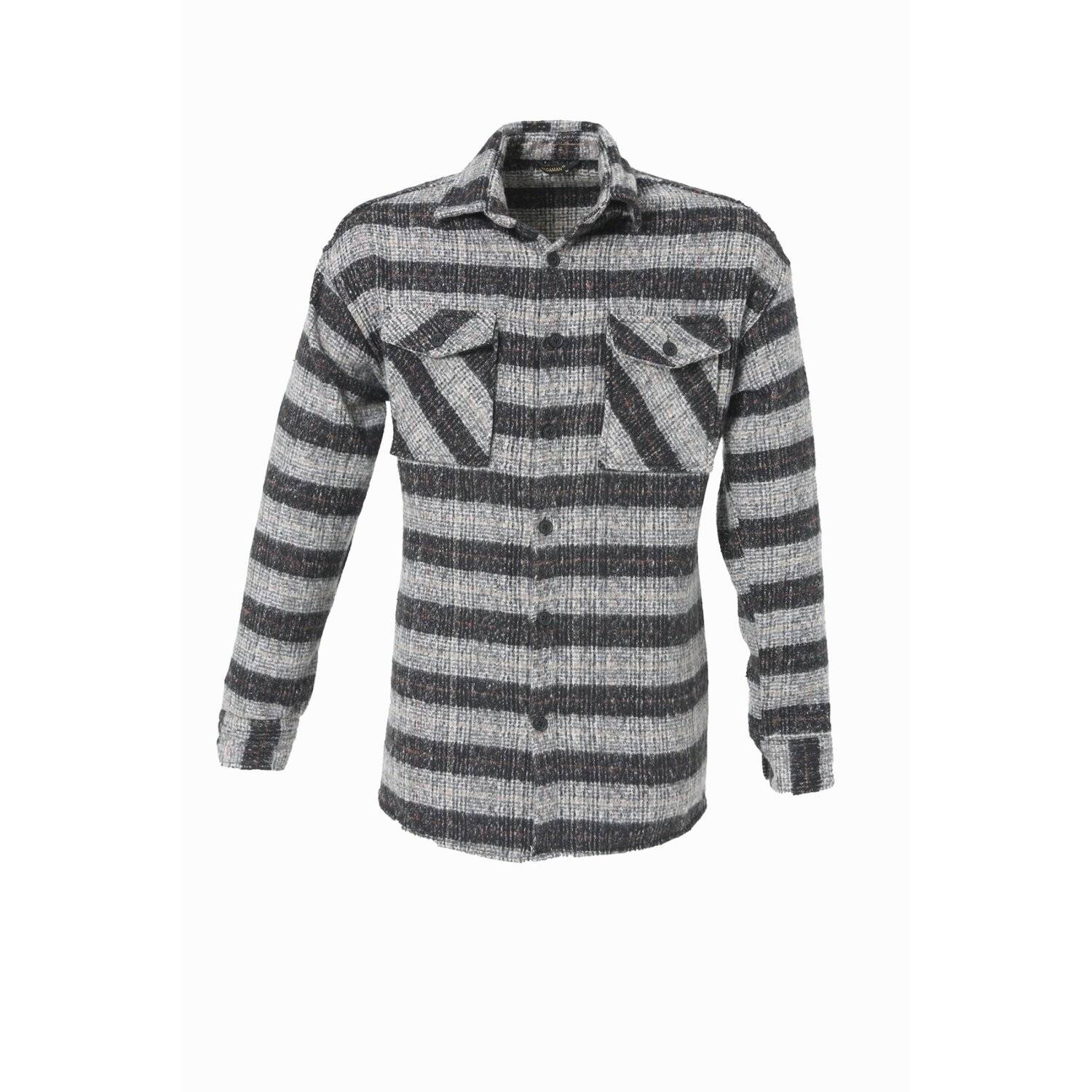 Flanellhemd H-267 Flanellhemd Kariert Hemd Holzfällerhemd Herren Holzfäller Baumwolle Brusttasche Schwarz XL