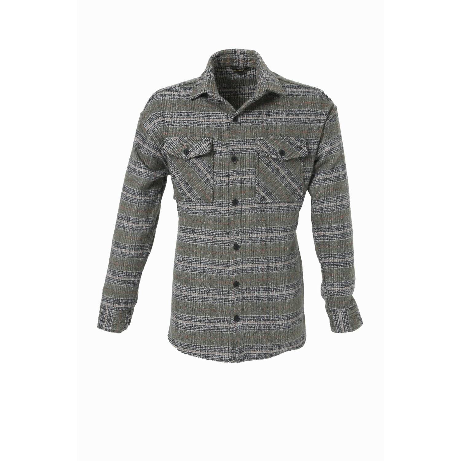 Flanellhemd H-267 Flanellhemd Kariert Hemd Holzfällerhemd Herren Holzfäller Baumwolle Brusttasche Grün L