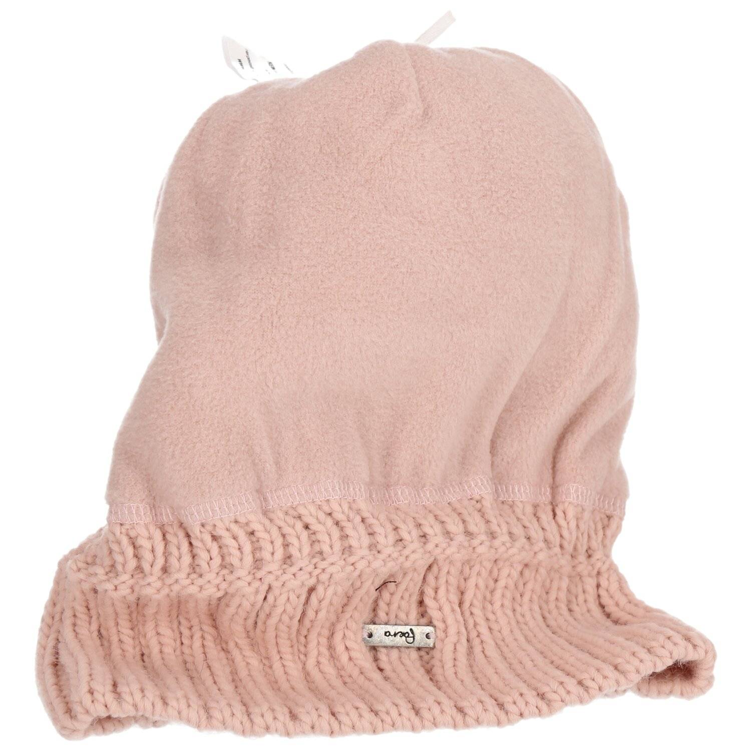 Faera Wintermütze warm gefüttert mit Kunstfell Bommel-Mütze Fleece-Futter Winter Strick-Mütze Damen Herren One-Size Rosa