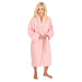 2-teilig Bademantelset Damen 100% Baumwolle Einheitsgröße mit Handtuch 2 Taschen Gürtel Cotton Sauna Rosa