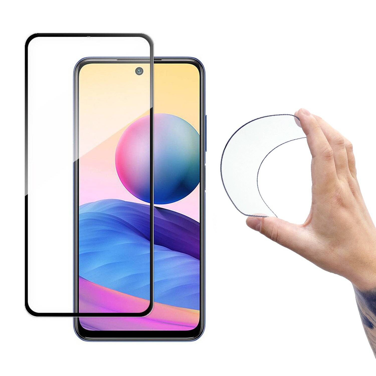 5D Schutz Glas für XIAOMI REDMI NOTE 10 5G Curved Schutz Folie Vollständig Klebend und Abdeckung