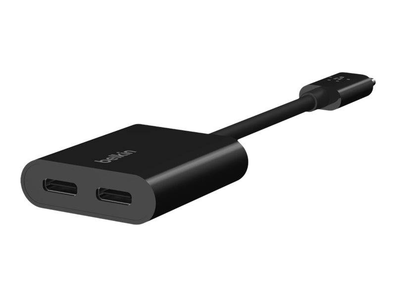 Belkin Connect Audio + Charge - USB-C auf USB-C Kopfhörer-/Ladeadapter - USB-C männlich bis USB-C weiblich - 14 m - Schwarz - USB Power Delivery (60