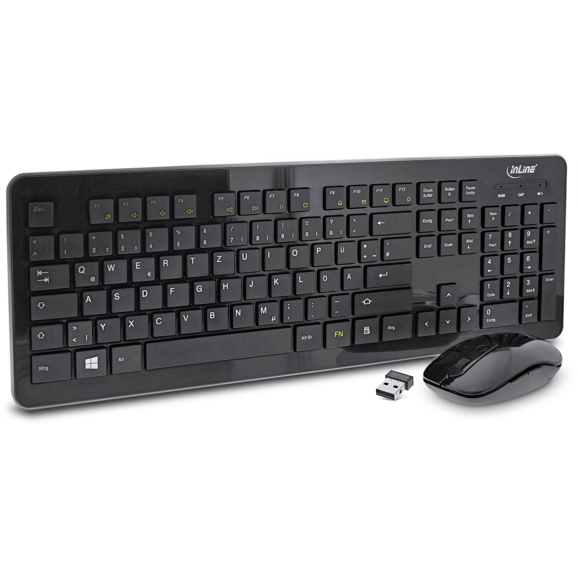 INLINE - Design Desktop - Tast.-Maus Set - USB 2,4GHz - max. 1600dpi - schwarz