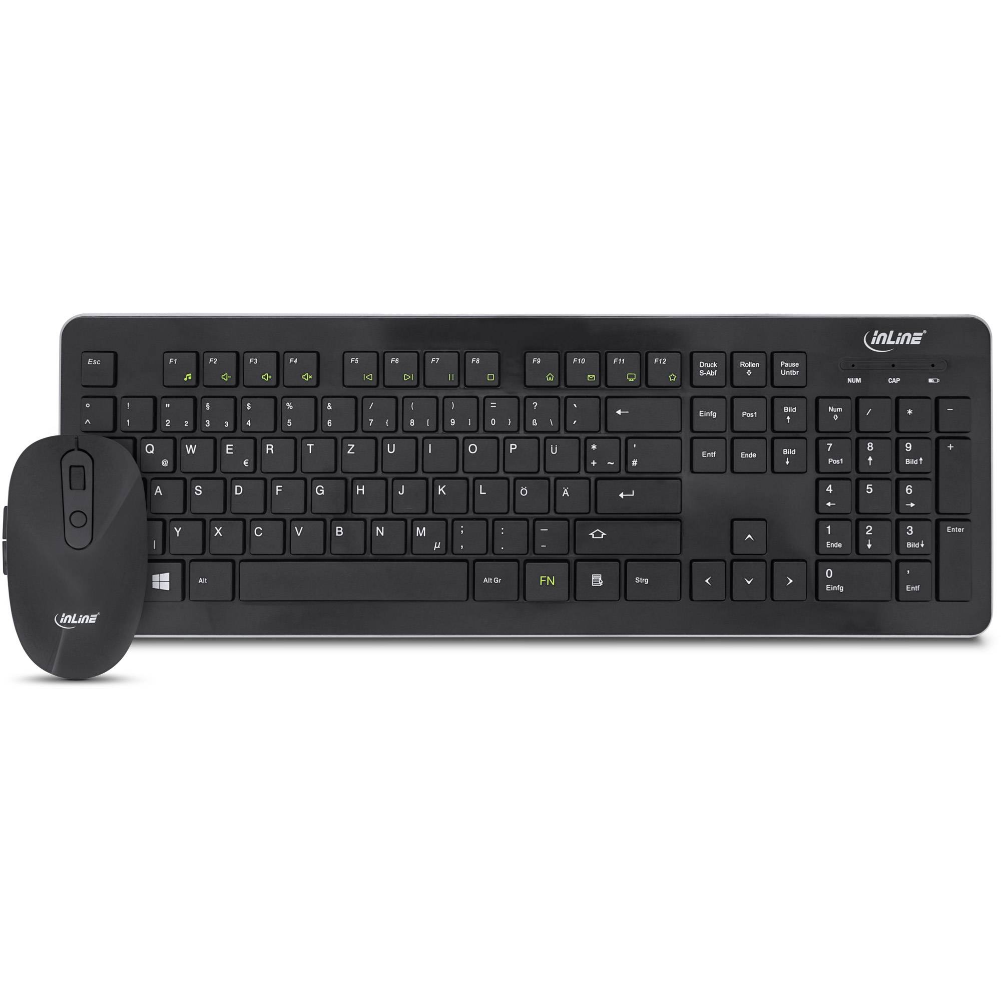 INLINE - Design Desktop - Tast.-Maus Set - USB 2,4GHz - max. 1600dpi - schwarz