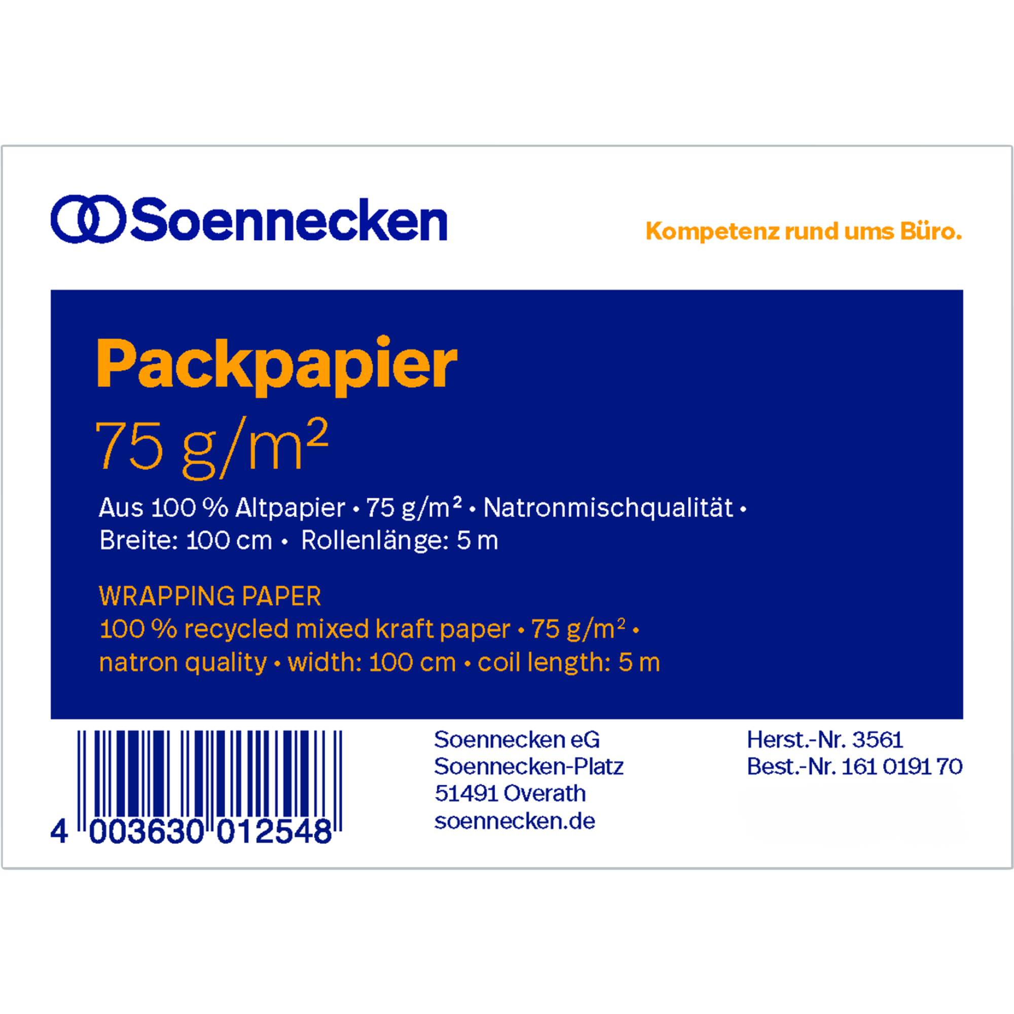 Soennecken Packpapier 3561 100cmx5m Altpapier natronbraun