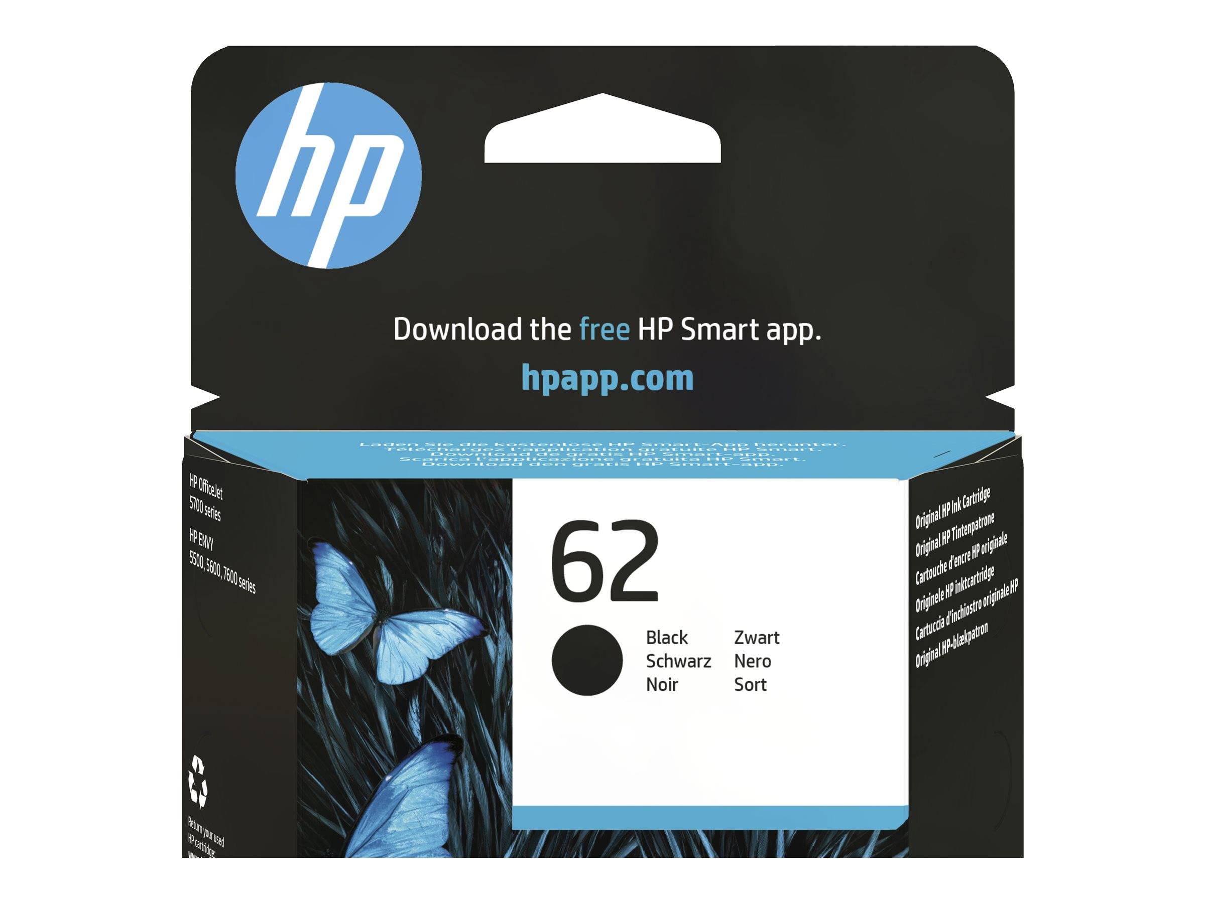 HP 62 - Schwarz - original - Tintenpatrone - für ENVY 55XX, 56XX, 76XX