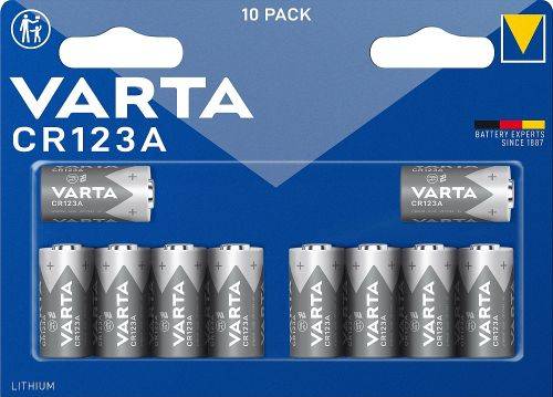 VARTA Batterie, Lithium, CR 123A, 3,0 V, 1430 mAh, 10-er Pack