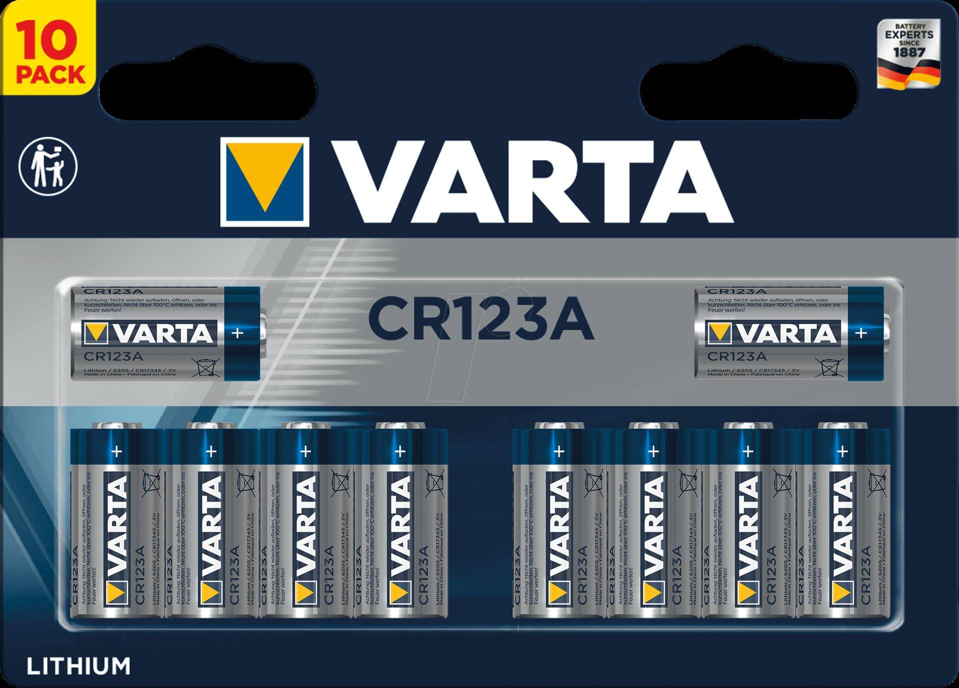 Varta CR 123A SP - Lithium Batterie CR123A 1430 mAh 10er-Pack - Batterie - CR 12