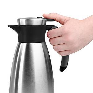 Emsa 508932 Isolierkanne (1 Liter, Quick Tip Verschluss, Soft Grip, Edelstahl) schwarz