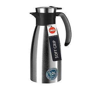 Emsa 508932 Isolierkanne (1 Liter, Quick Tip Verschluss, Soft Grip, Edelstahl) schwarz