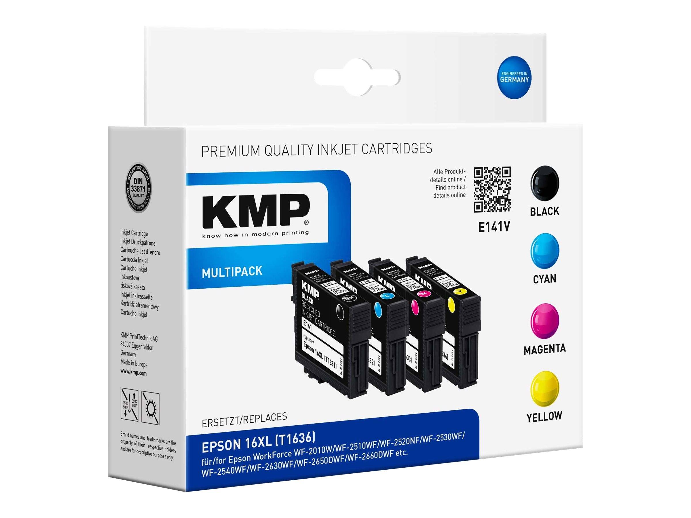 KMP MULTIPACK E141V - 4er-Pack - Schwarz, Gelb, Cyan, Magenta - kompatibel - Tintenpatrone (Alternative zu: Epson 16XL,