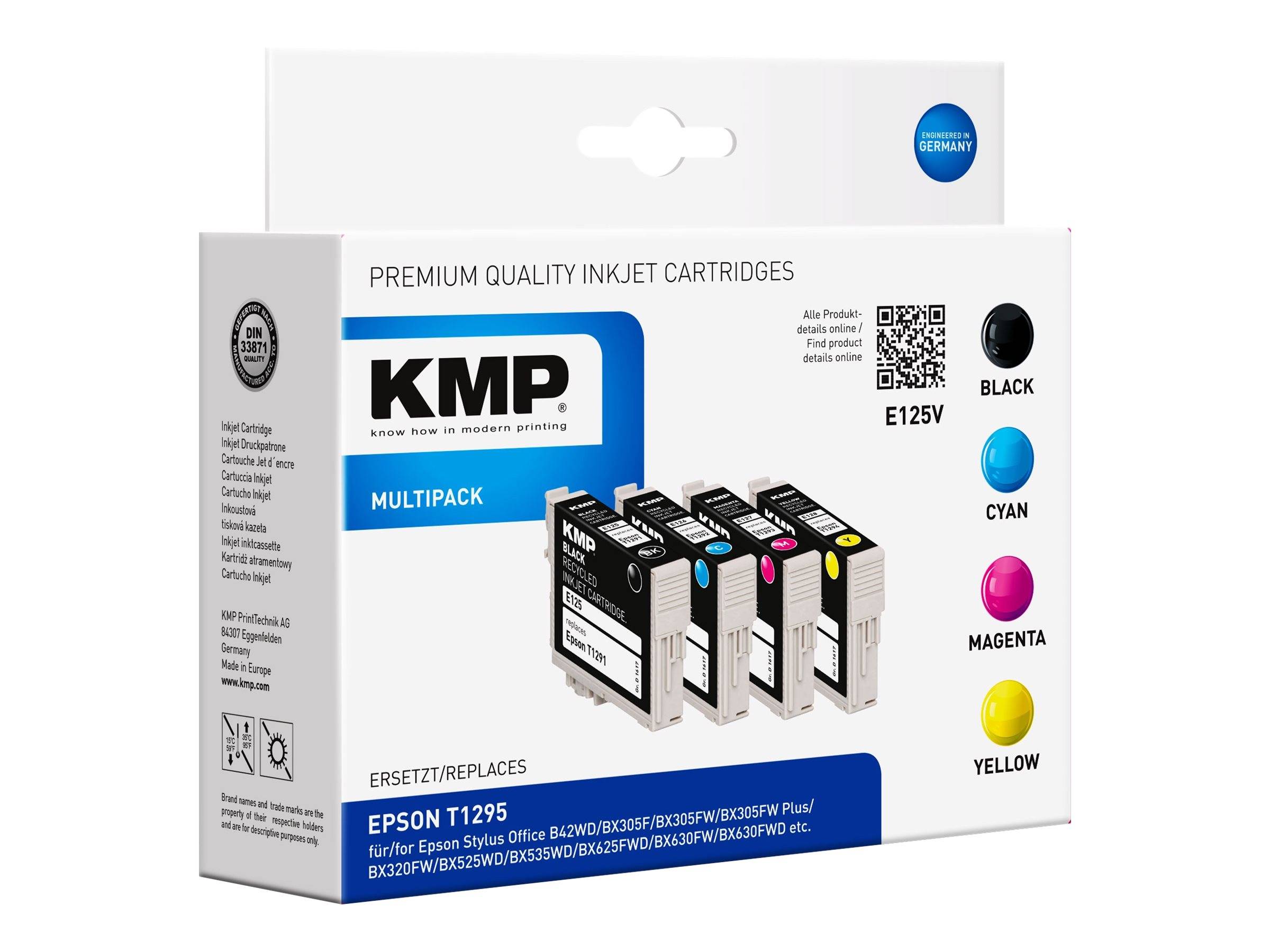 KMP MULTIPACK E125V - 4er-Pack - Schwarz, Gelb, Cyan, Magenta - kompatibel - Tintenpatrone (Alternative zu: Epson T1291,