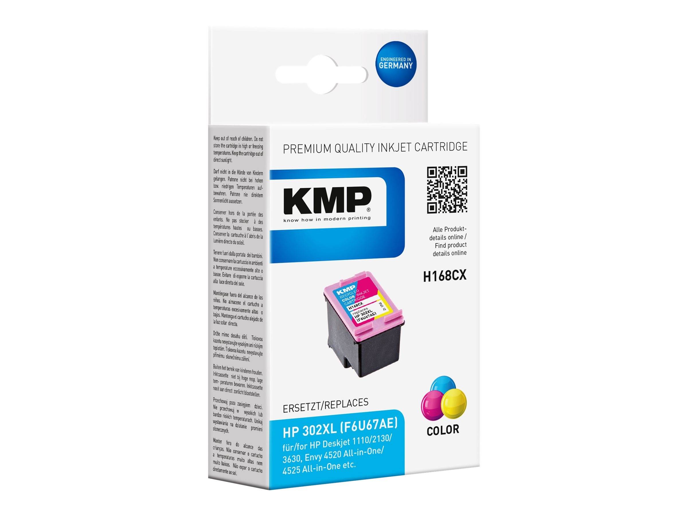 KMP H168CX - 12 ml - Farbe (Cyan, Magenta, Gelb) - kompatibel - Tintenpatrone (Alternative zu: HP 302XL, HP F6U67AE)