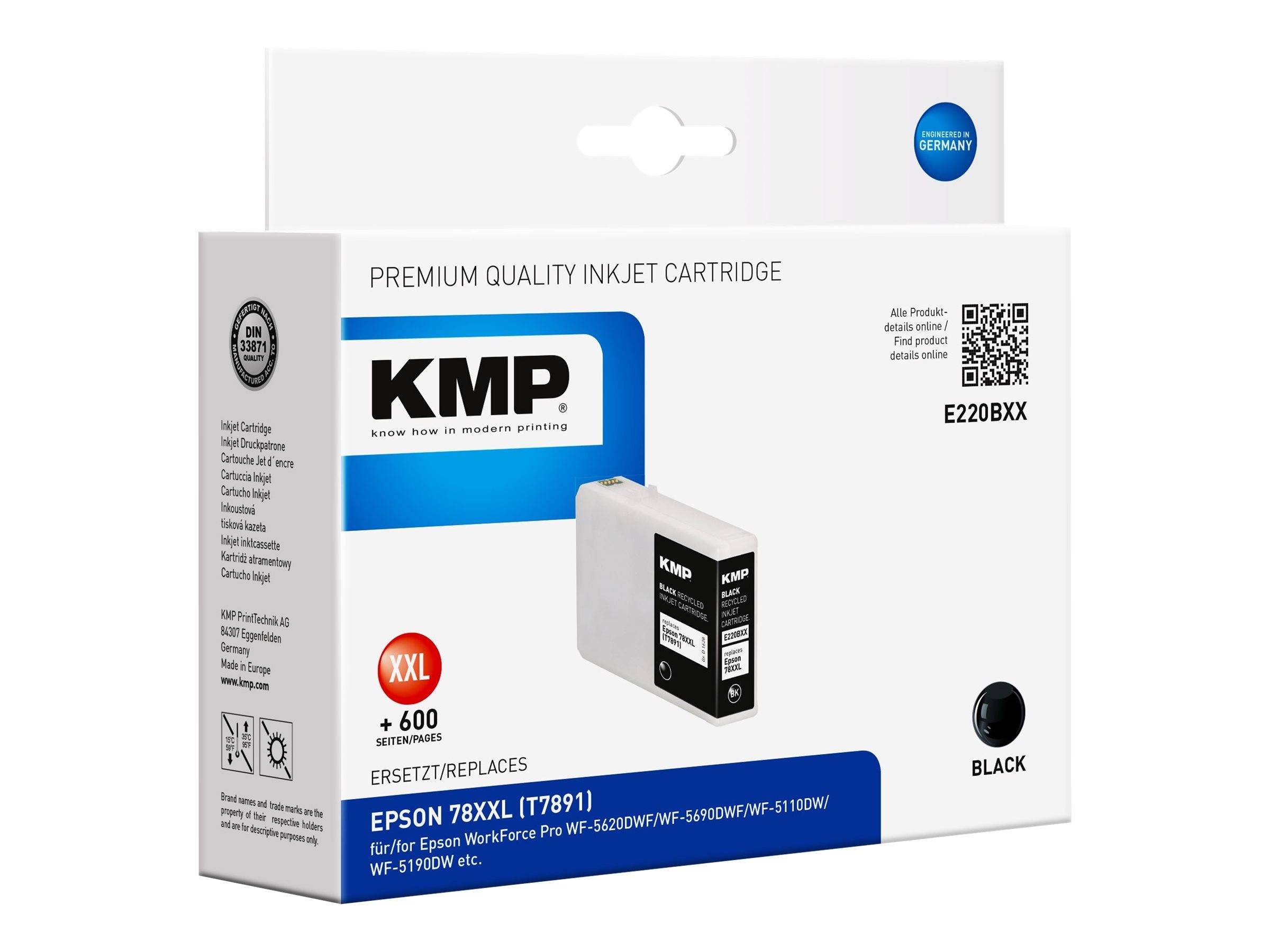 KMP E220BXX - 80 ml - Hohe Ergiebigkeit - Schwarz - kompatibel - Tintenpatrone (Alternative zu: Epson T7891)