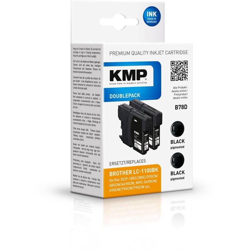 KMP DOUBLEPACK B78D - 2er-Pack - 12.7 ml - Schwarz - kompatibel - wiederaufbereitet - Tintenpatrone (Alternative zu: Bro