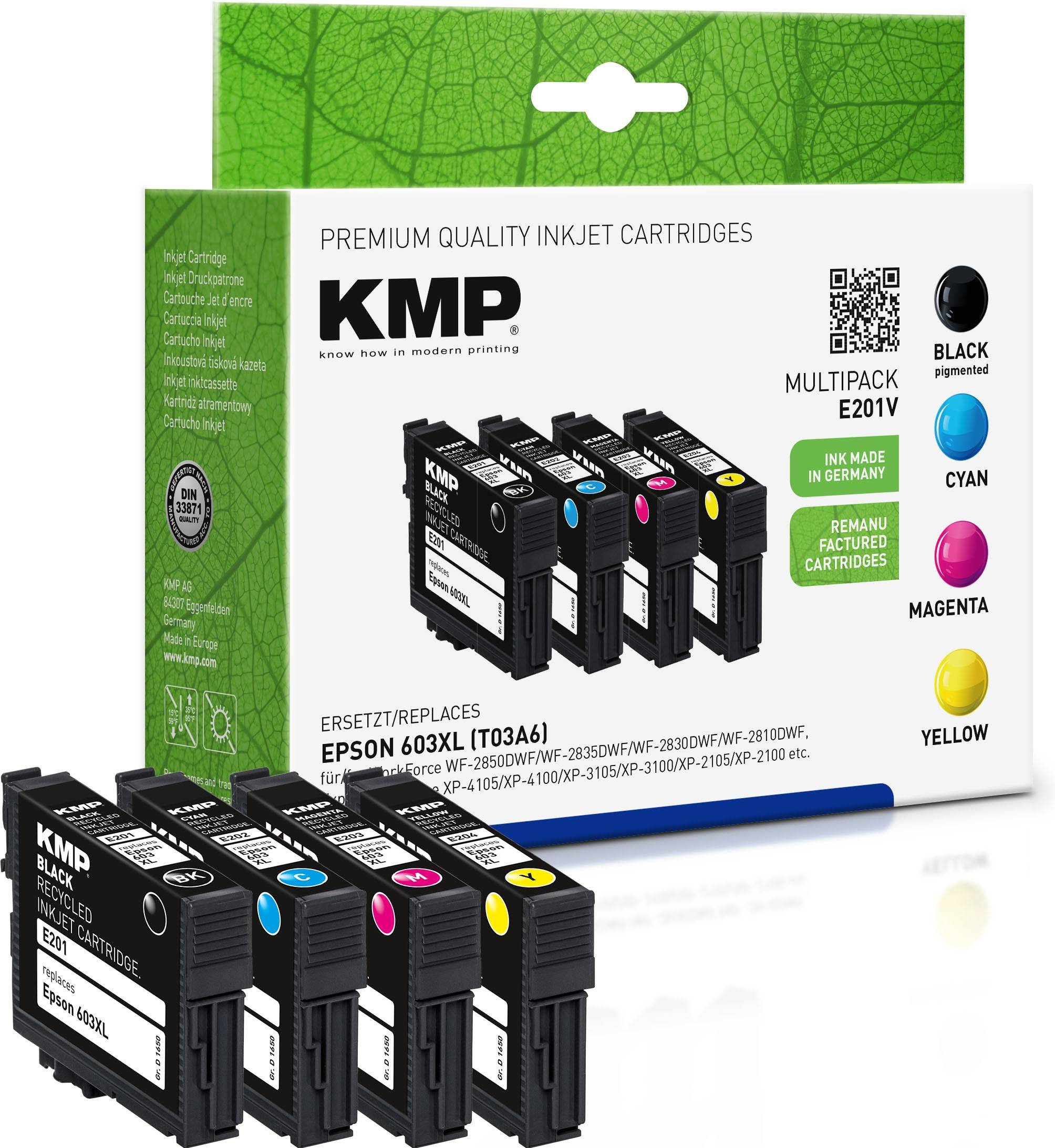 KMP MULTIPACK E201V - 4er-Pack - Schwarz, Gelb, Cyan, Magenta - kompatibel - Tintenpatrone (Alternative zu: Epson 603XL)