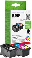 KMP Tintenpatronen-Set in Premium-Qualität für Canon-Drucker, dargestellt mit schwarzen und farbigen Patronen auf der Verpackung.