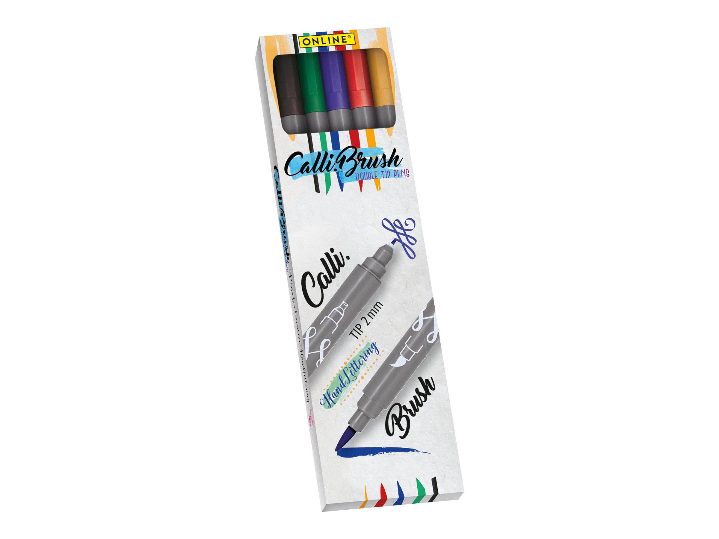 ONLINE® Calli.Brush Double Classic Brush-Pens farbsortiert, 5 St.