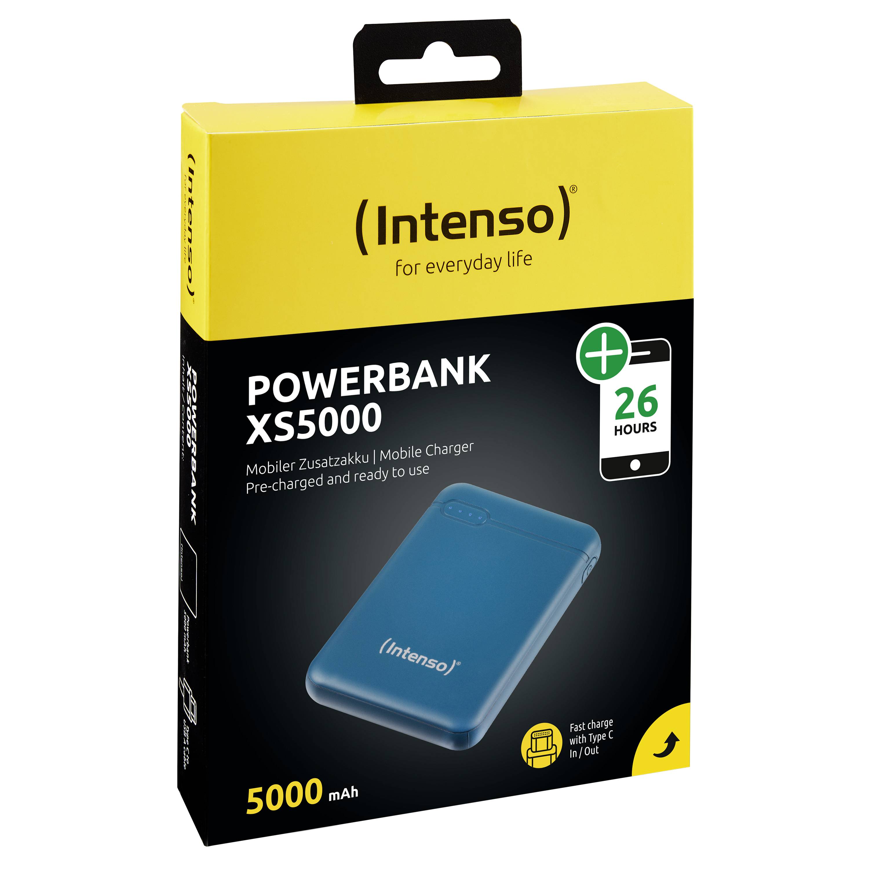 Intenso Powerbank XS5000 - Powerbank - 5000 mAh - 2.1 A - 2 Ausgabeanschlussstellen (USB, 24 pin USB-C)