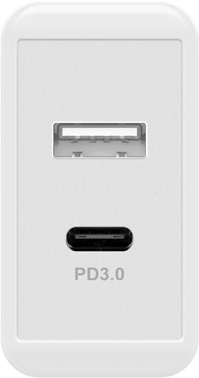 USB-A- und USB-C-Anschlüsse auf einem Gerät mit der Bezeichnung „PD 3.0