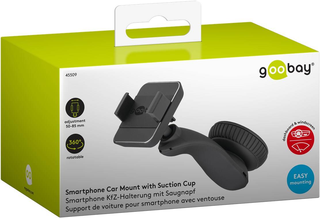 goobay Saugnapf Smartphone Kfz Halterung schwarz (1er Faltschachtel)