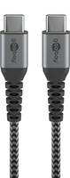 49302 - Sync- & Ladekabel, USB-C > C, 1,0 m,Textil, schwarz