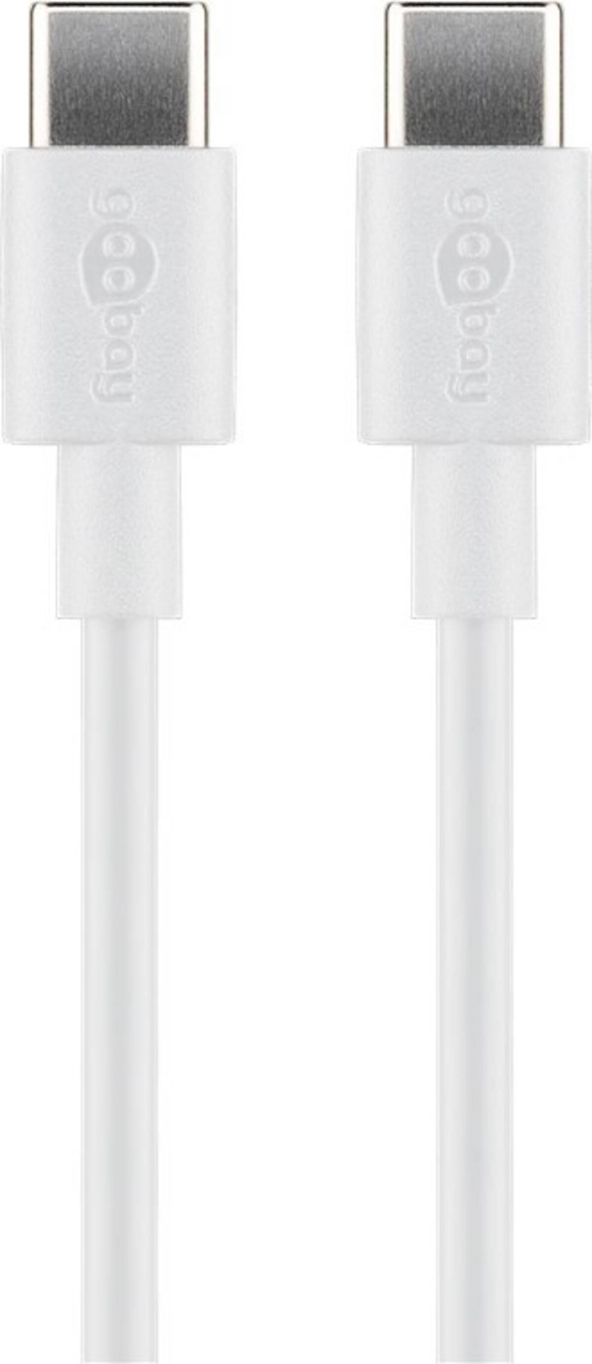 Zwei weiße USB-C-Ladekabel nebeneinander auf einem schlichten weißen Hintergrund.